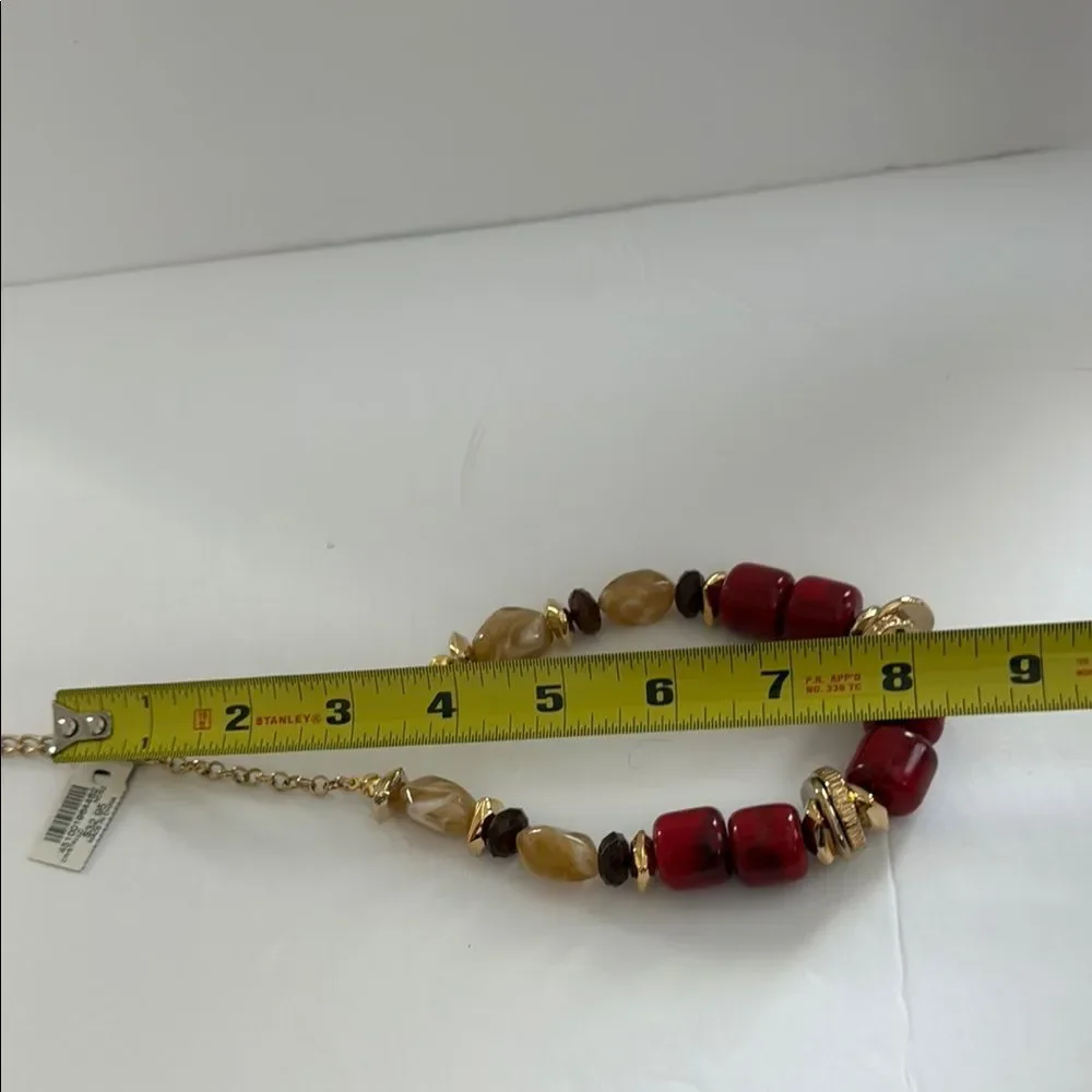 NWT Chico’s Elegant Red and Gold Beaded Necklace - Picture 10 of 10
